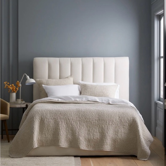 New Quince European Linen Cotton Stitch Quilt Set in Color Natural - Picture 1 of 6
